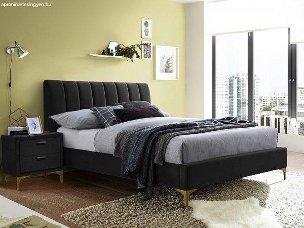 Kárpitozott ágy MIRAGE VELVET 160 x 200 cm fekete/arany