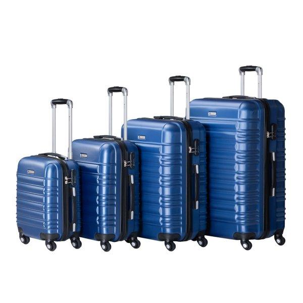 4 db-os ABS bőrönd készlet teleszkópos fogantyúval és kerekekkel - kék