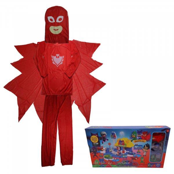 IdeallStore® gyerekruha, Red Owl, méret 5-7 év, 110-120, piros, parkolással