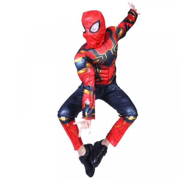 Iron Spiderman jelmez izmokkal és LED maszkkal, L 120-130, 8-9 év