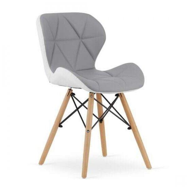 Skandináv stílusú szék, Artool, Lago, öko-bőr, fa, szürke és fehér,
47x52x73 cm