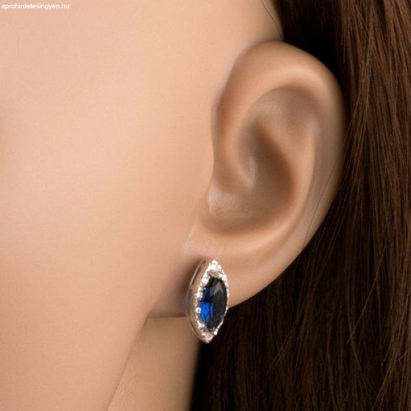Bedugós fülbevaló 925 ezüstből kék cirkóniás szem átlátszó kerettel