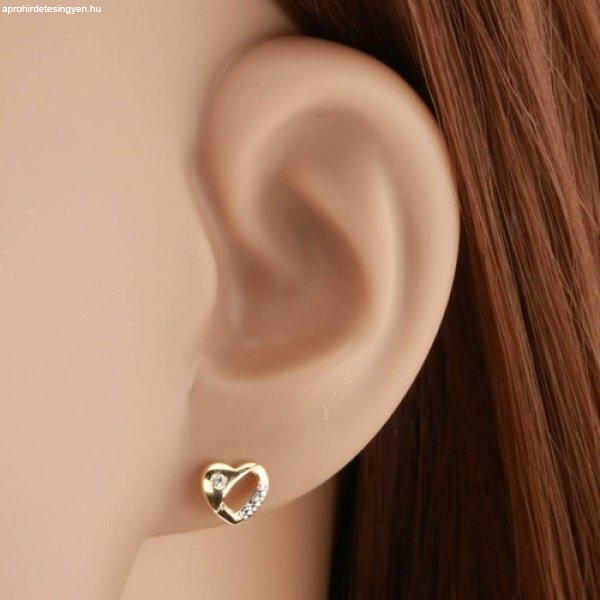 Briliáns fülbevaló 14K aranyból - kétszínű szív kivágással és
gyémánttal