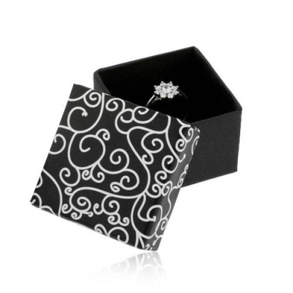 Fekete-fehér doboz fülbevalóra, medálra vagy gyűrűre - tekert minta