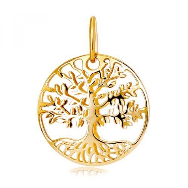 585 sárga arany medál - kör kivágott élet fája szimbólummal