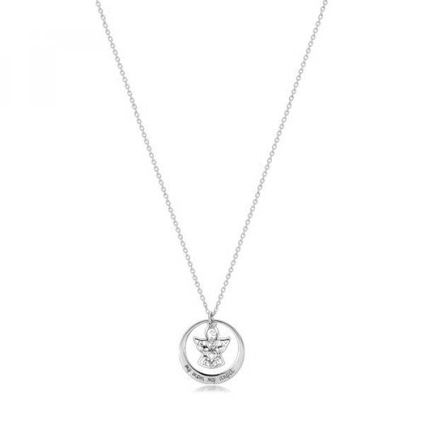 925 ezüst nyaklánc - kör körvonala, angyal ornamentikával, felirat