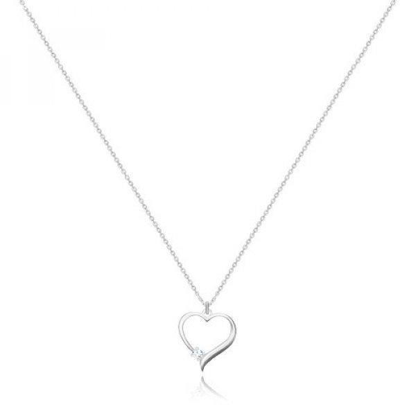 925 ezüst nyaklánc - szimmetrikus szív körvonala, csillogó átlátszó
cirkónia