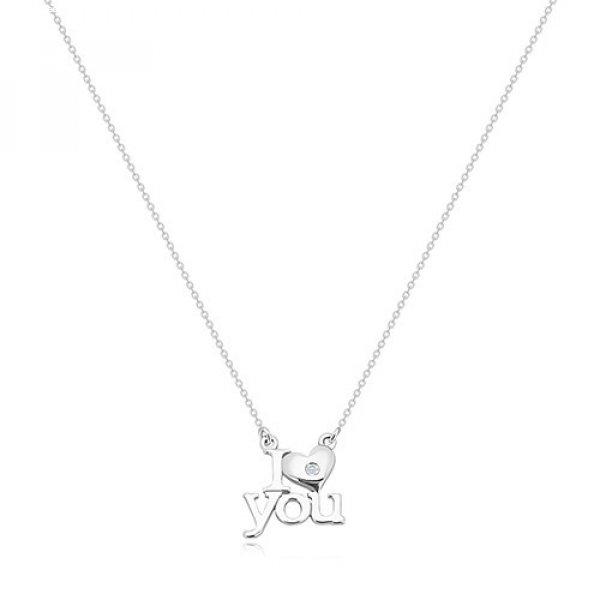 Briliáns 925 ezüst nyaklánc - "I love you",ovális szemű lánc