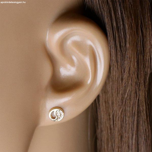 14K arany fülbevaló - kínai Yin Yang szimbólum kivágással és
cirkóniákkal