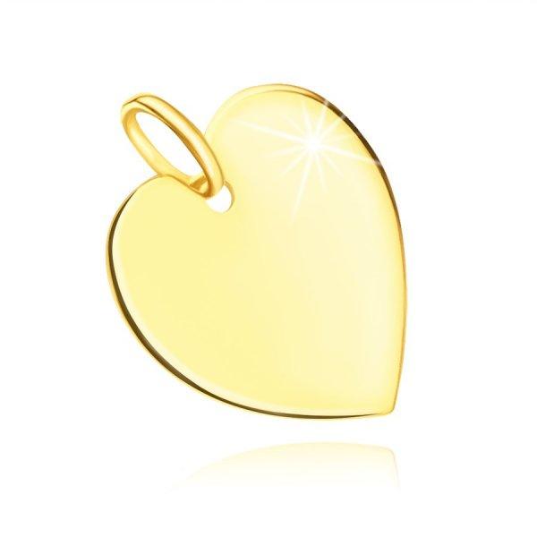 585 sárga arany medál - lapos, tükörfényes szív 