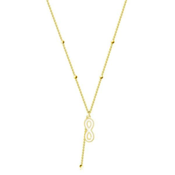 925 ezüst nyaklánc - arany színű, "Végtelen" szimbólum, vékony
lánc, gyöngyök