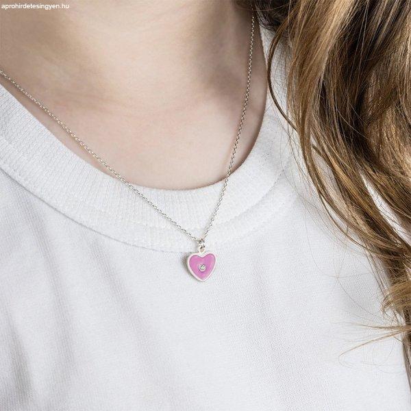 925 ezüst állítható gyerek nyaklánc- rózsaszín szív, átlátszó
gyémánt