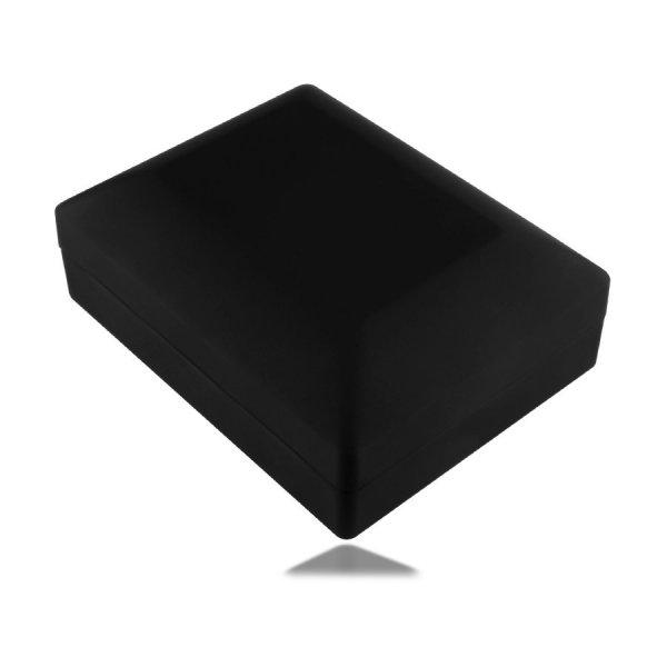 LED-es ékszer díszdoboz - matt fekete színű, téglalap alakú