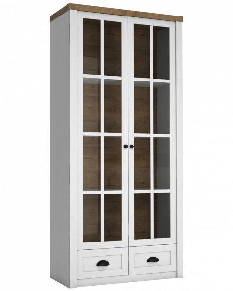Provance W2S 2 ajtós vitrines szekrény 2 fiókkal Sosna-Tölgy