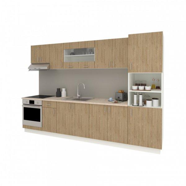 Benita konyhabútor szett V30, választható munkapult 28 mm, 320 cm -
Természetes fa-Fehér