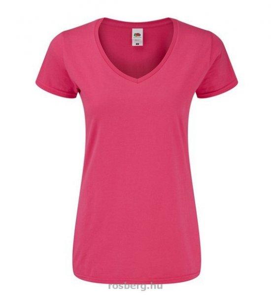 Fruit of the Loom 61444 női FUXIA ICONIC V-nyakú póló 150T XS-XXL méretek