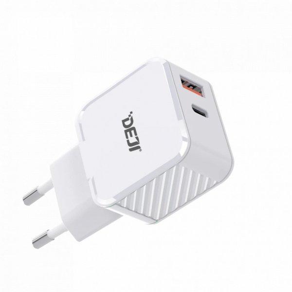 Deji Hálózati Töltő adapter 20W USB-A + Type-C, Fehér