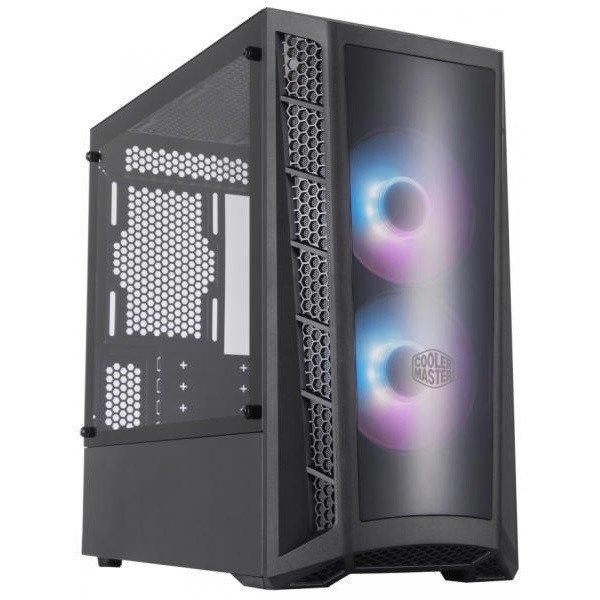 COOLER MASTER Ház Mini Tower ATX MASTERBOX MB320L ARGB + Kontroller,2db
Ventilátorral,Tápegység nélkül, Üvegfalú, fekete