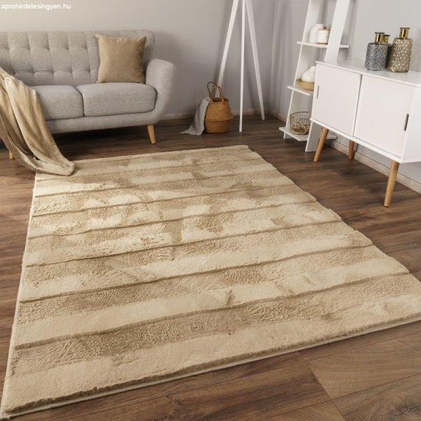Bézs 3D modern szőnyeg nappaliba puha szőnyeg egyszínű 120x160 cm