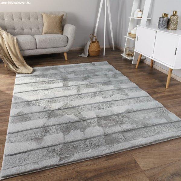 Szürke 3D modern szőnyeg nappaliba puha szőnyeg egyszínű 160x220 cm