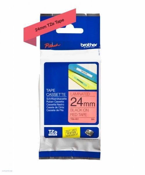 Betűnyomó kazetta 24mm Brother TZe451 piros-fekete