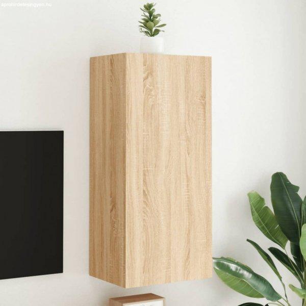 sonoma-tölgyszín szerelt fa fali TV-szekrény 40,5 x 30 x 90 cm