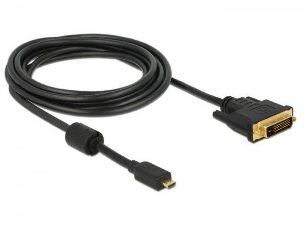 DeLock HDMI cable Micro-D male > DVI-D (Dual Link) 24+1 male 2m Black