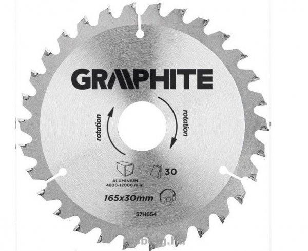 GRAPHITE körfűrészlap 165x30 x 3,2/2,2 Z30 ALU 57H654 (3 db
szűkítőgyűrűvel 20, 25.4, 16-ra)