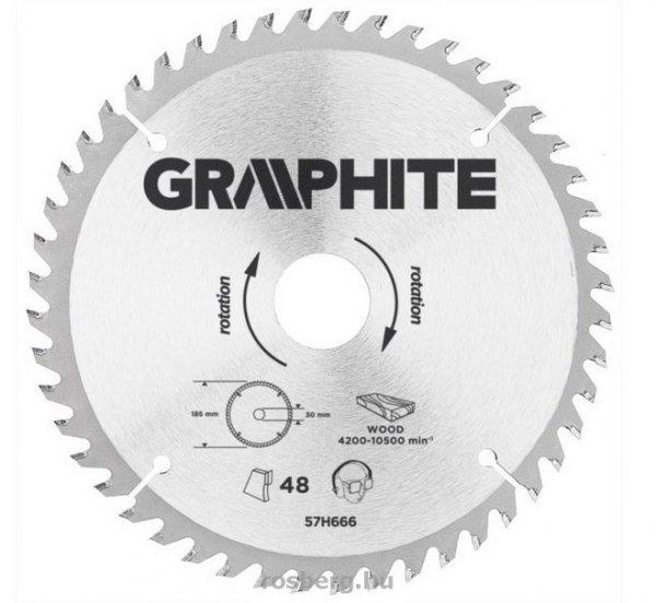 GRAPHITE körfűrészlap 185x30 x 3,2/2,2 Z48 57H666 (3 db szűkítőgyűrűvel
20, 25.4, 16-ra)