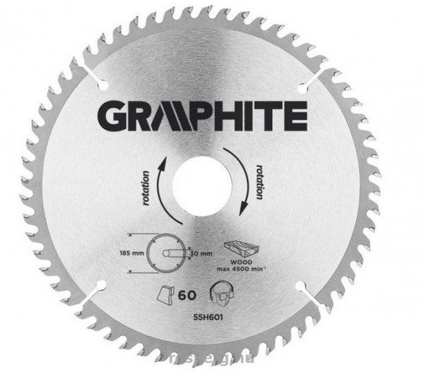 GRAPHITE körfűrészlap 185x30 2,8/2 Z60 55H601 (3 db szűkítőgyűrűvel 20,
25.4, 16-ra)