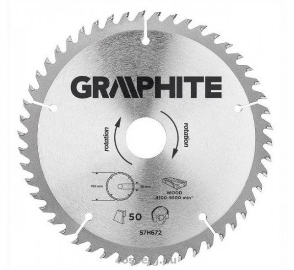 GRAPHITE körfűrészlap 190x30 x 3,2/2,2 Z50 57H672 (3 db szűkítőgyűrűvel
20, 25.4, 16-ra)