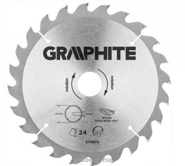 GRAPHITE körfűrészlap 200x30 x 3,2/2,2 Z24 57H674 (3 db szűkítőgyűrűvel
20, 25.4, 16-ra)