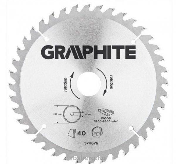 GRAPHITE körfűrészlap 200x30 x 3,2/2,2 Z40 57H676 (3 db szűkítőgyűrűvel
20, 25.4, 16-ra)