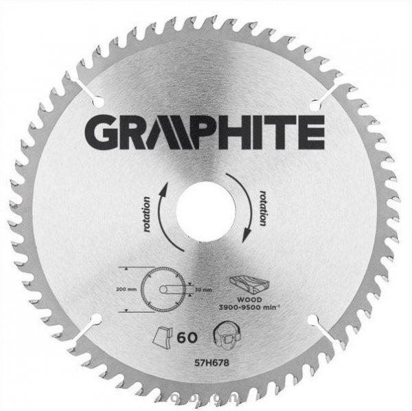 GRAPHITE körfűrészlap 200x30 x 3,2/2,2 Z60 57H678 (3 db szűkítőgyűrűvel
20, 25.4, 16-ra)