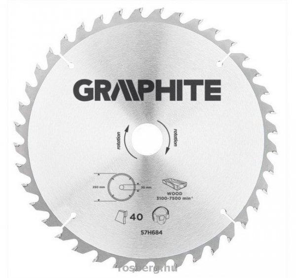 GRAPHITE körfűrészlap 250x30 x 3,2/2,2 Z40 57H684 (3 db szűkítőgyűrűvel
20, 25.4, 16-ra)
