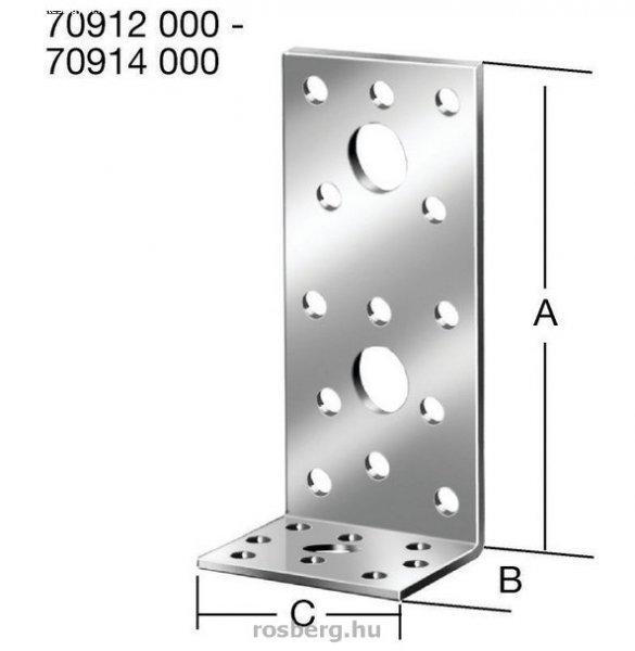 VORMANN derékszögű lemez 100x60x60 mm (50 db/csomag) 70914 