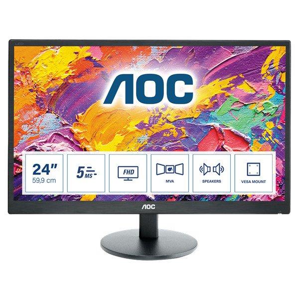 AOC MVA monitor 23.6" M2470SWH, 1920x1080, 16:9, 250cd/m2, 5ms, VGA/HDMI
hangszóró