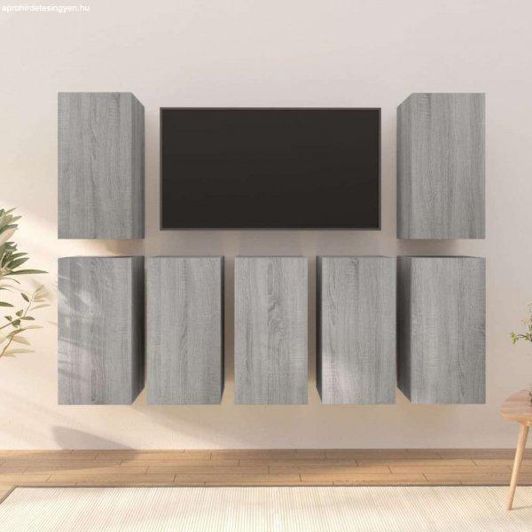 vidaXL 7 db szürke sonoma színű szerelt fa TV-szekrény 30,5x30x60 cm