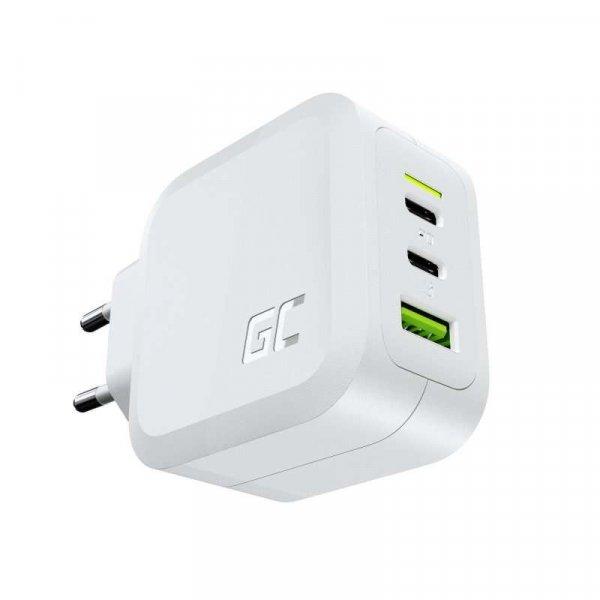 Green Cell PowerGaN 2x USB-C / 1x USB-A Hálózati töltő - Fehér (65W)