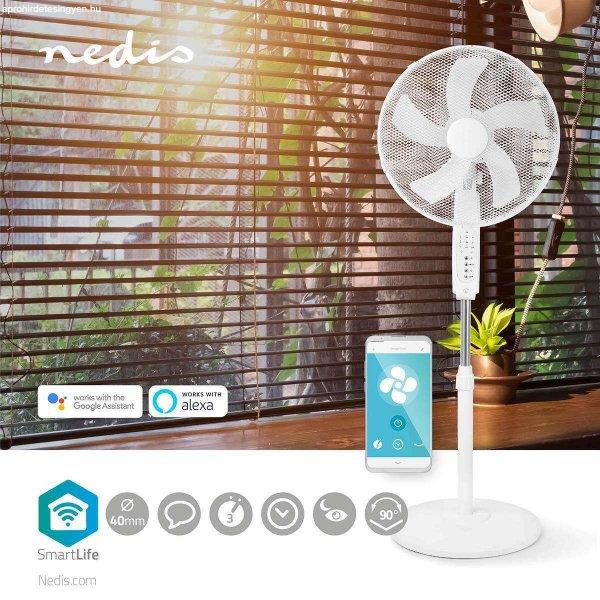 Nedis Holland ventilátor, WIFIFN10CWT Okos ventilátor,
Programozható,távvezérelhető, Prémium smart ventilátor, SmartLife
Ventilátor Wi-Fi 400 mm oszcilláló funkció 130cm 60w 3-sebességes
időzítő Android™ / IOS