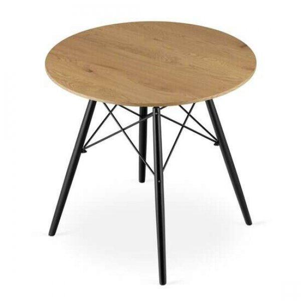 Skandináv stílusú asztal, Artool, kerek, MDF és fa, natúr, 80x75 cm
