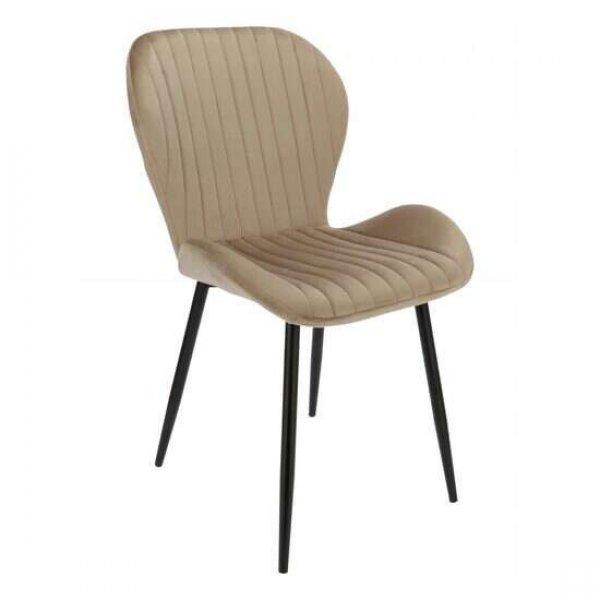Skandináv stílusú szék, Jumi, Veira, bársony, fém, bézs, 52x57x85 cm