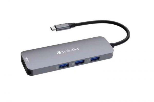 Verbatim CMH-08 USB C-típus 5000 Mbit/s Ezüst