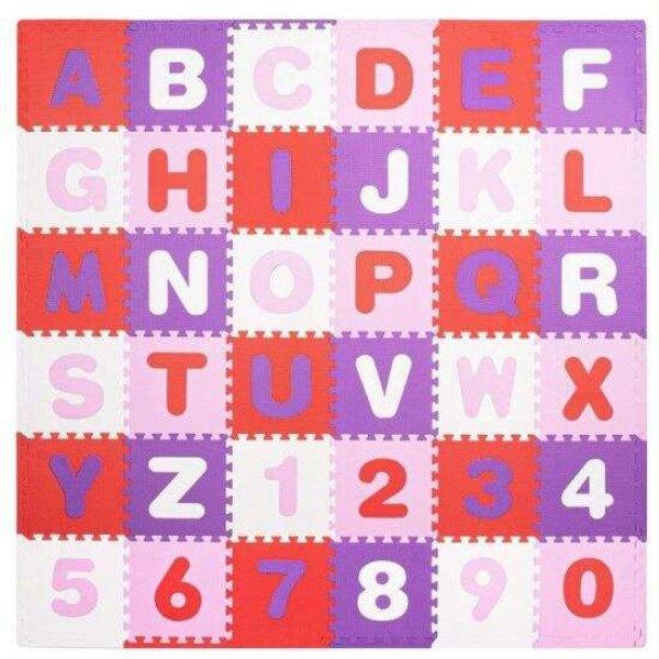 Springos Habszőnyeg gyerekeknek, ábécé és számminta, 172x172x1cm,
rózsaszín / lila