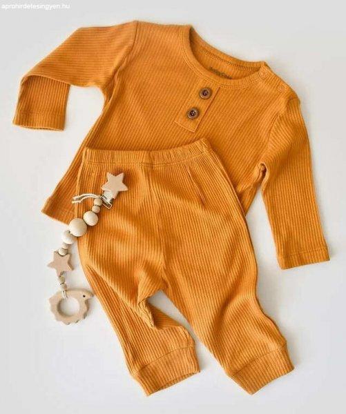 Hosszú ujjú blúz szett organikus és modális pamutból készült hosszú
nadrággal - Mustár BabyCosy (Méret: 6-9 hónap)