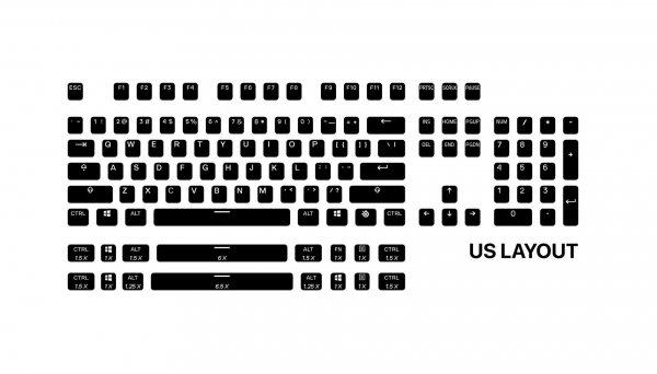 SteelSeries PRISMCAPS Keycap szett - Fekete (Amerikai)