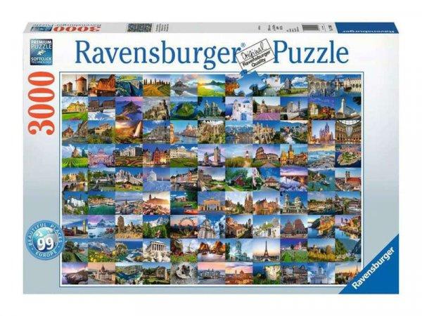 Ravensburger Puzzle 3000 db - 99 gyönyörű hely Európában