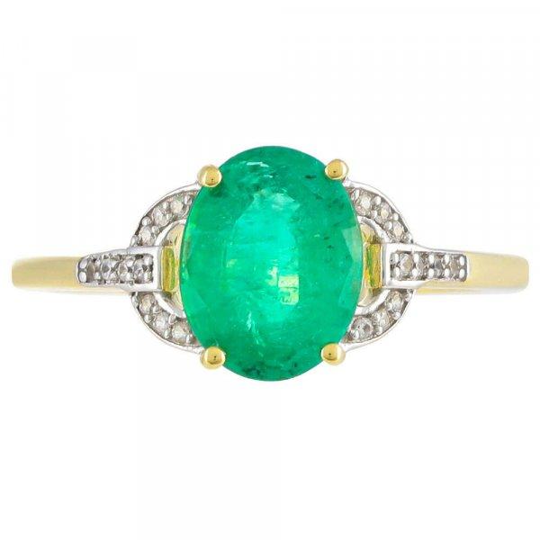Arany Gyűrű Zambiai Smaragddal és Természetes Cirkónnal, Méret: 59-58