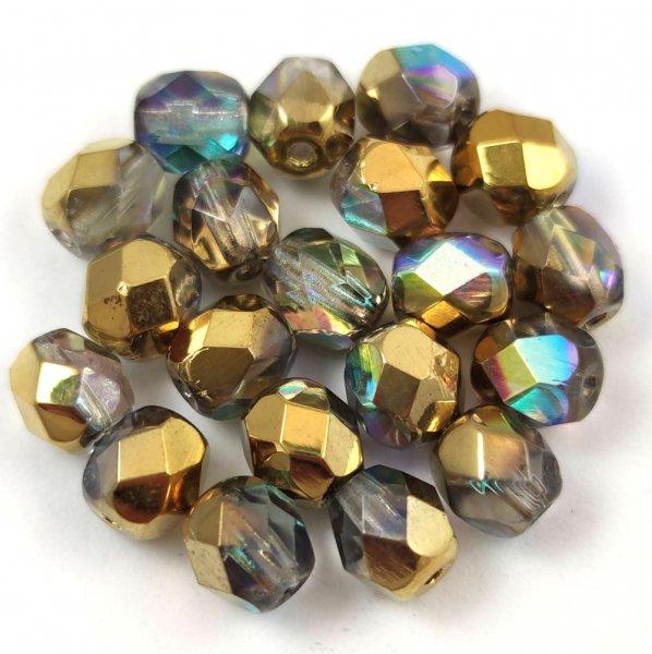 Cseh csiszolt golyó gyöngy - crystal golden rainbow -6mm