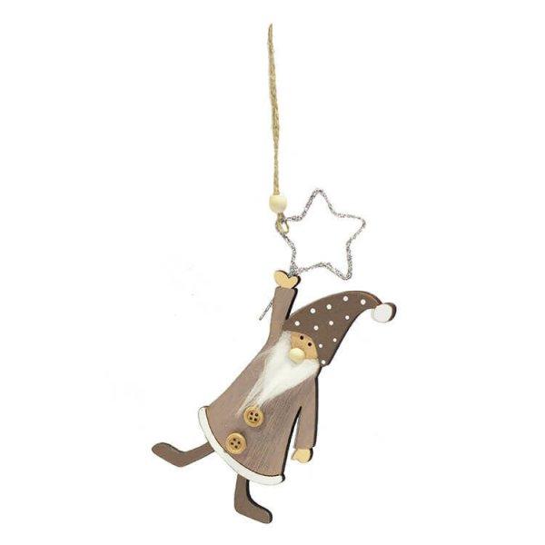 Karácsonyi dekoráció (ezüst csillag szürke ruhás figurával)